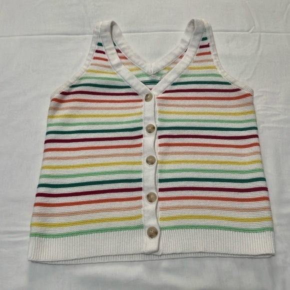Loft Petites Striped Button Down Sweater Tank - Picture 1 of 3